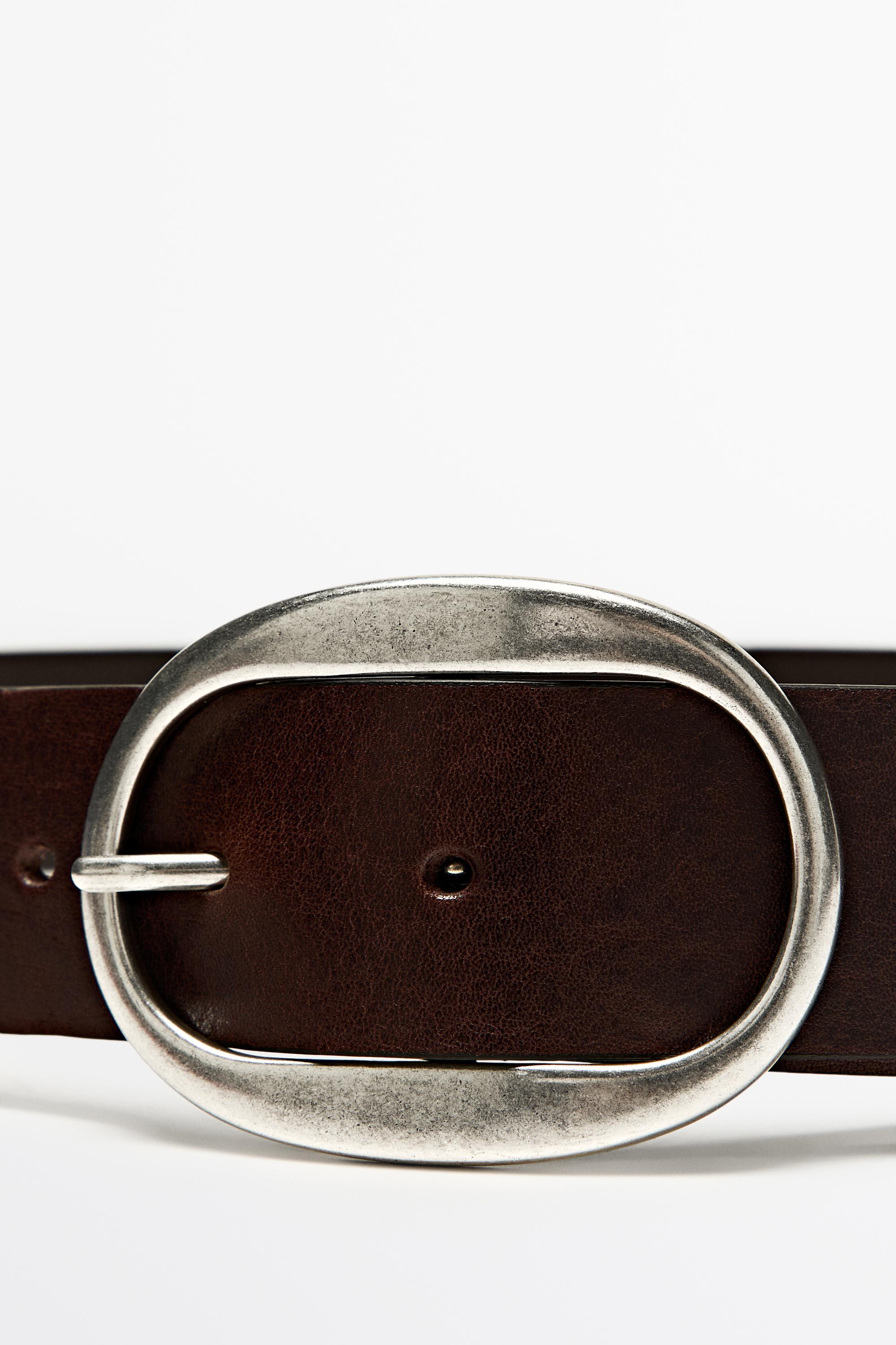 Ceinture en cuir nappa avec boucle ovale